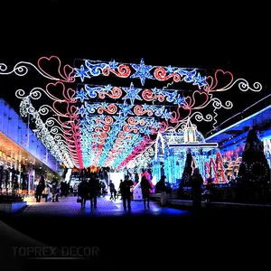 Toprex Decor outdoor LED wire frame string light pole street christmas decorations