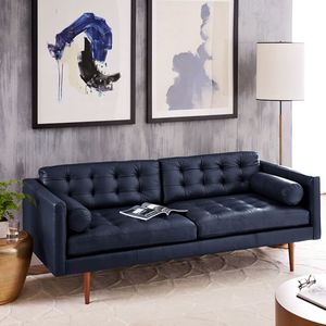 미국 클래식 패브릭 라운지 나무 Chesterfield 소파 우아한 가죽 소파 쿠션 - Product Image 6