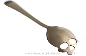 <span class=keywords><strong>Skull</strong></span> Shape Tráng Miệng Muỗng Thực Phẩm Lớp Kem Không Gỉ Kẹo Trà Bộ Đồ Ăn - Product Image 2
