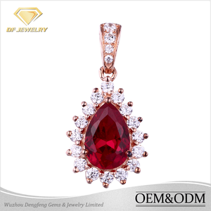 Más populares joyería de <span class=keywords><strong>la</strong></span> boda de <span class=keywords><strong>la</strong></span> lágrima cubic zircon pavimenta <span class=keywords><strong>la</strong></span> plata de ley 925 colgante encanto rubí teardrop pendant - Product Image 1