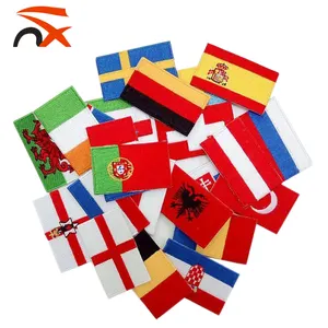 Adesivos bordados de bandeira do país, pequeno, cor personalizada, decoração personalizada do logotipo do cliente desgin, costurado 100 peças