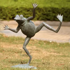 Fine Workmanship Metal Material Bronze Dancing Frog Sculpture