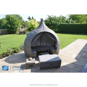 Letto Rotondo Intrecciato a Mano Confortevole per Giardino, Arredamento in Rattan per Esterni, Tenda per Soggiorno, Hotel, Cortile, Parco, Villa - Product Image 2