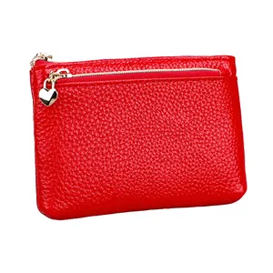 Lady fashion 100% genuine leather euro coin wallets small change purse bag wholesale