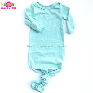 De menta acogedor manga larga infantil Slepper doble mitones vestido Unisex vuelta hombro simple en blanco vestido de bebé con mano cubre - Product Image 3