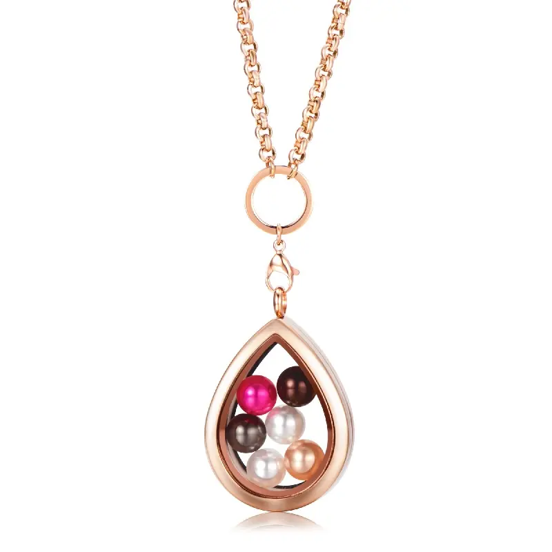 Chirurgisch Roestvrij Staal Teardrop Vorm Oester Parel Medaillon Cage Hanger Ketting Met Ketting