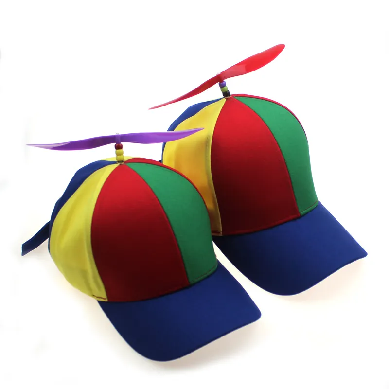 2022 children's hat bamboo dragonfly propeller baseball cap hard top Korean version of the curved hat wholesale