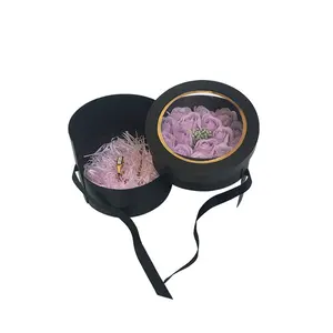Boîtes à fleurs rondes pour la saint-valentin, vente en gros, avec fenêtre en PVC, livraison gratuite - Product Image 1