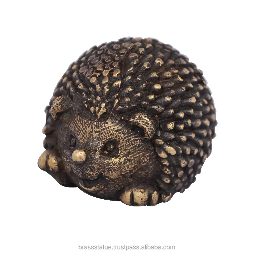 Bronze hedgehog sculpture with brown finish animal figure decorative for home and hotel decoration