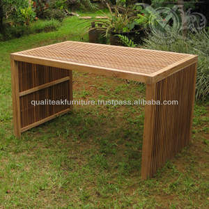 Mesa de comedor para exteriores de teca, con listones pequeños, VDT 031 - Product Image 1