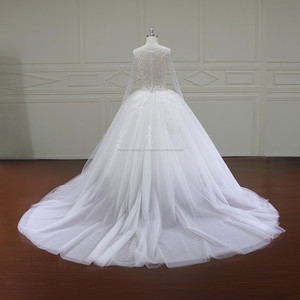 cuadros verdaderos de manga larga bola vestido vestido lleno de encaje balón vestido de boda vestido de novia 2017 - Product Image 5