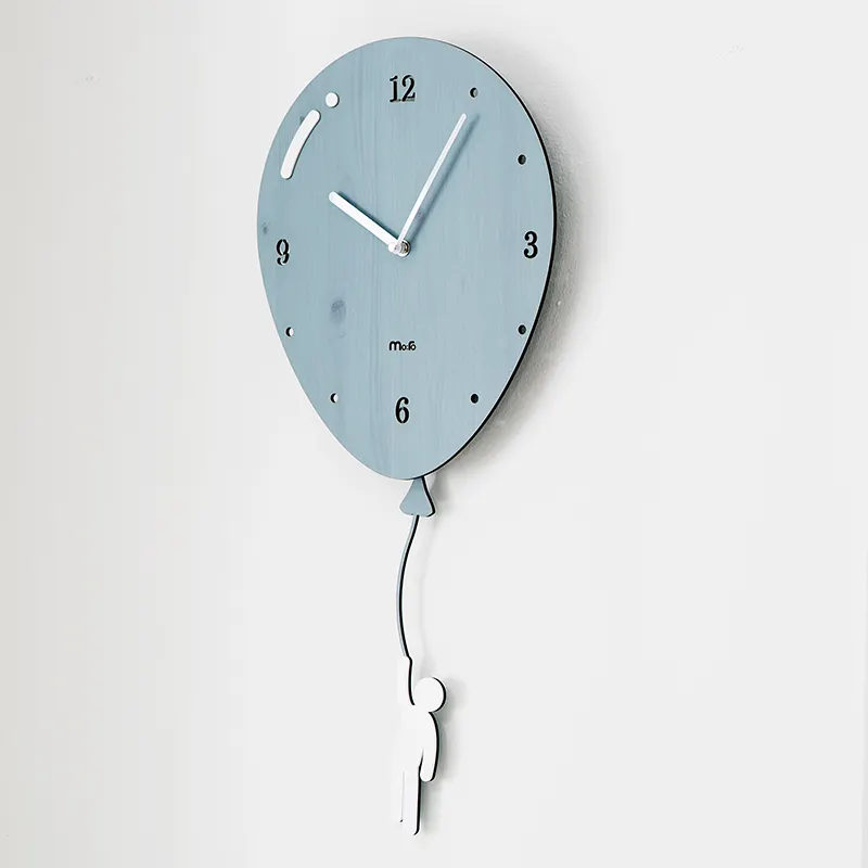 Factory Mandelda DIY Decorative Balloon Art Wall Clock 11 inch Silent Quartz Wood MDF Aluminum Pointer Clock Watch