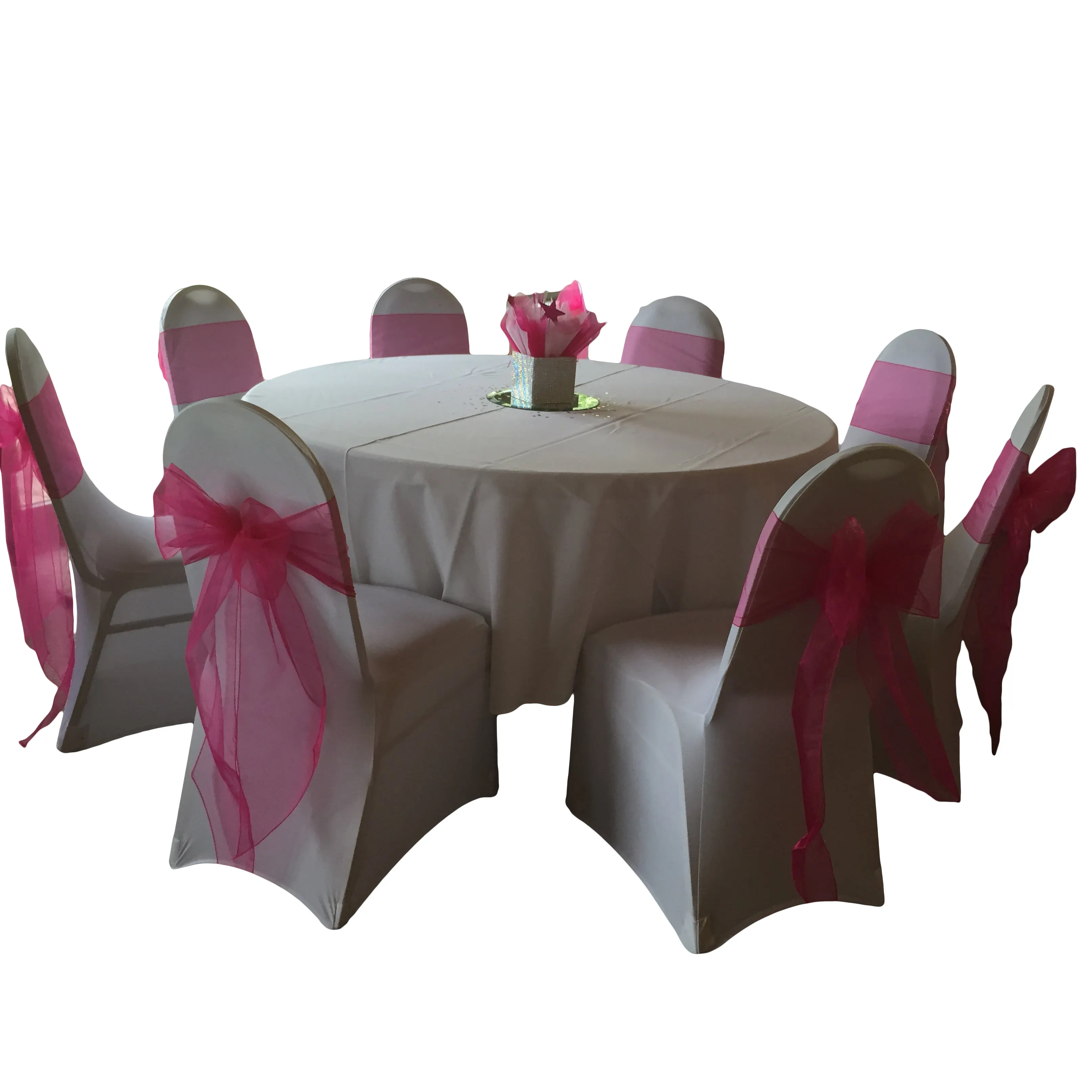 PARTY BANQUET DECOR FUCHSIA ROZE BRUILOFT ORGANZA STOEL SJERPEN BOOG SASH