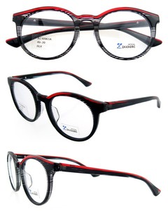 2015 monturas ópticas moda diseño con <span class=keywords><strong>krosno</strong></span> cristal con negro y rojo color de la forma redonda con resorte de la bisagra CE FDA - Product Image 1
