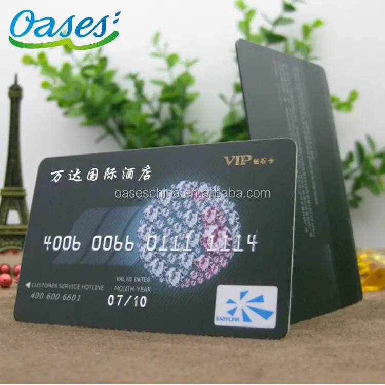 Plastic card with embossing credit card numbers