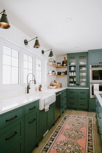 Moisture-proof E1 <strong>Board</strong> Dark Green <strong>Kitchen</strong> <strong>Cabinets</strong>