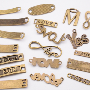 Lage Groothandel Custom Metalen Woord Logo <span class=keywords><strong>Charms</strong></span> Antiek Brons Vergulde Hangers Voor Diy Ketting Sieraden Maken - Product Image 3