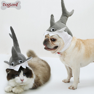 Tubarão Design Poliéster Pet Hat para Cães Gatos Novidade <span class=keywords><strong>Animal</strong></span> Print Halloween Cosplay Juba Acessório para o Verão Inverno Primavera - Product Image 4