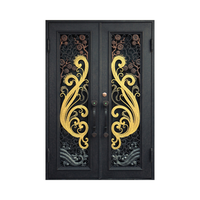 Nouveau moderne Simple Simple Double fenêtre porte arc haut sécurité avant entrée principale porte en fer forgé