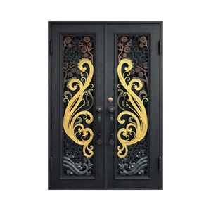 Nuovo moderno semplice singola <span class=keywords><strong>doppia</strong></span> <span class=keywords><strong>finestra</strong></span> porta ad arco superiore di sicurezza ingresso principale porta in ferro battuto - Product Image 1