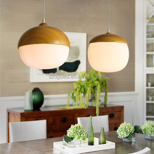 Moda Simple Arte De Madera Restaurante Cristal Colgante Barra de La Lámpara Colgante Luz Milk Tea Shop Cafe Luz Redonda - Product Image 1