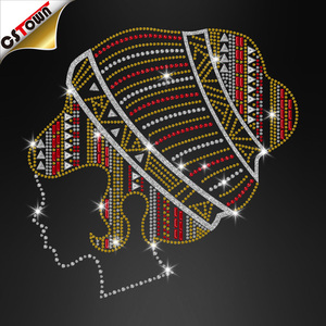 Transfert <span class=keywords><strong>thermocollant</strong></span> pour coiffeuse, motif en <span class=keywords><strong>strass</strong></span>, fille noire aux <span class=keywords><strong>cheveux</strong></span> afro, noir cristal - Product Image 5