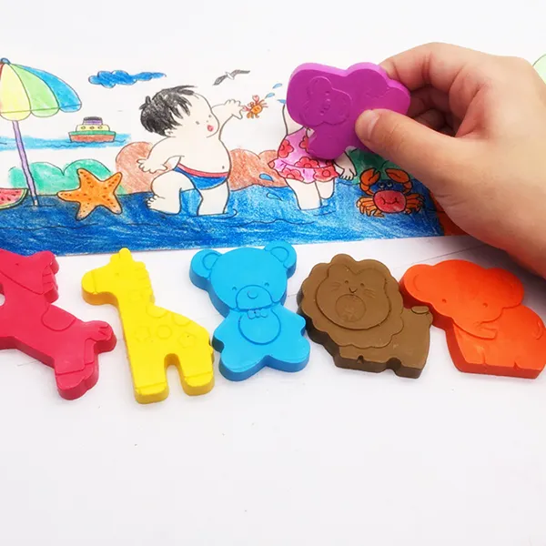 FUNWOOD GQC Kid Animal Shape Funny Crayon Set,Colorful Box Packing Kawaii Crayon Drawing Set