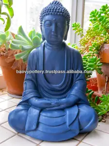 Blaue Buddha-Statue-Leichter Zement, Stein-Buddha-Statue, glasierte Buddha-Statue im Freien