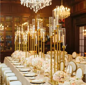 8 Arms Gold Metalen Kandelaar Centerpieces Voor Bruiloft Tafel