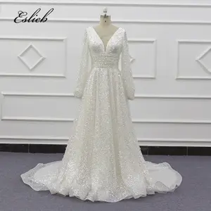 Потрясающее Белое Бальное Платье Dressystar, пышное Тюлевое свадебное платье со стразами и блестками и Королевским шлейфом