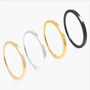 RS1001 Dainty Tiny Minimalist 1mm Stainless Steel Women's Plain Band Stacking Midi Rings Comfort Fit Wedding Band Ring