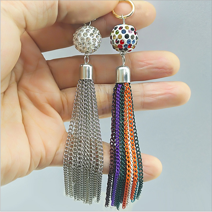 Yongze модная цветная металлическая цепочка с бусинами и длинными кисточками для брелока