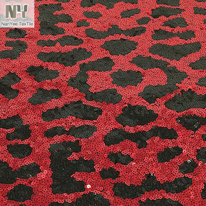 Nanyee tekstil İtalya pazarı pullu nakış kırmızı leopar madeni pul kumaş sipariş yapmak - Product Image 3