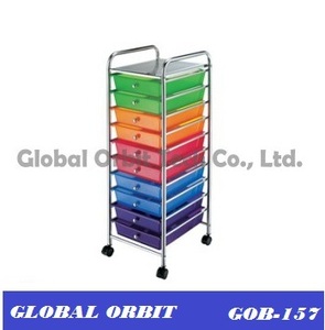 Chariot de rangement mobile à 10 tiroirs en plastique avec roulettes – Mobilier moderne pour la maison, idéal pour les outils et les magasins de proximité - Product Image 4