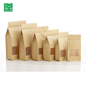 Papier Kraft fond plat ziplock fruits secs pommes de terre chips emballage sacs pochettes avec fenêtre pour <span class=keywords><strong>la</strong></span> nourriture - Product Image 5