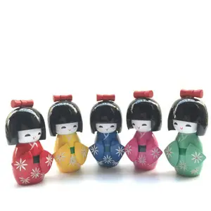 Wholesale wood craft japanese doll kokeshi resin doll for gift