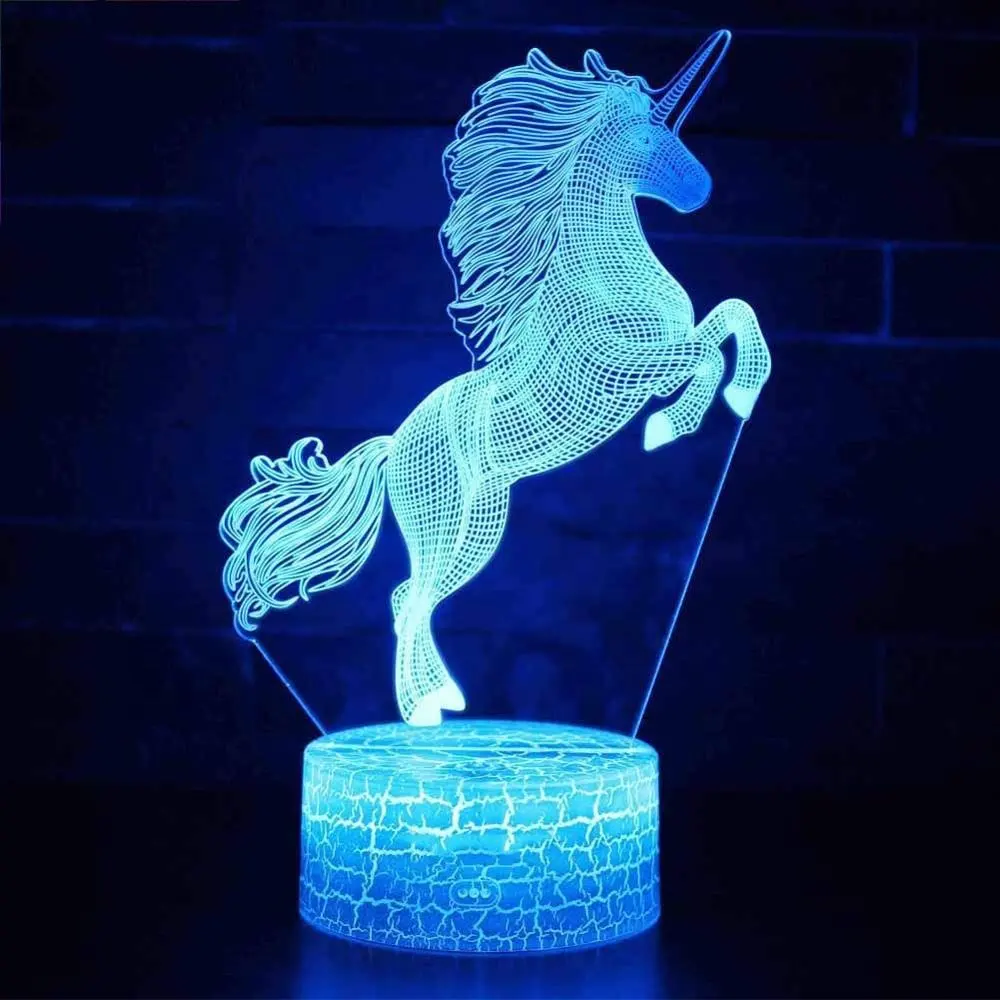 Regalo unicorno Per Bambini Luce di Notte per il Natale 3D Luce di Notte Regali di Cavalli Led Illusion Lampade Regali Di Compleanno per le Ragazze di Casa decor