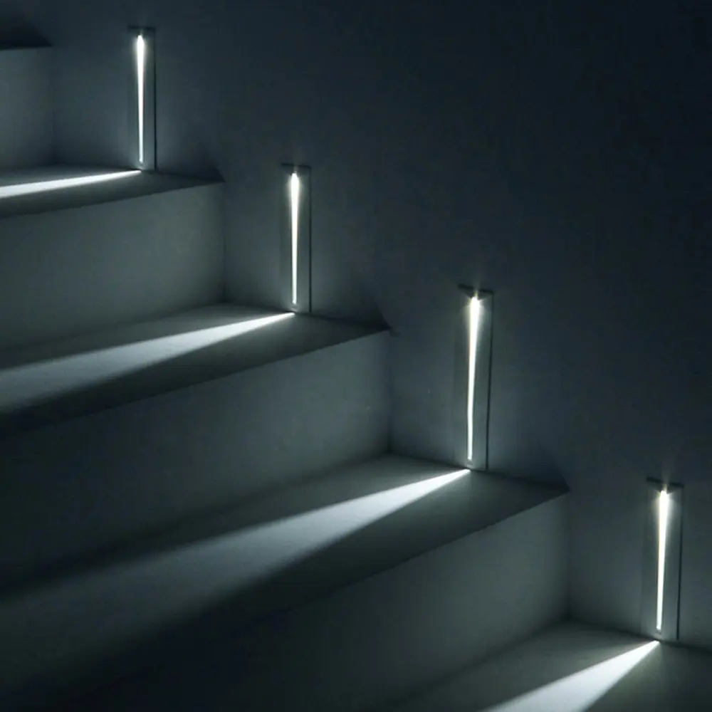 Lâmpada de led para área interna e externa de 3w, luz de parede embutida, alumínio, para canto, para escada, para corredor
