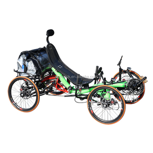 एल्यूमीनियम मिश्र धातु 4 पहिया पतली टायर लेटा हुआ Trike, वयस्क टूरिंग उपयोग Reclining Quadricycle लेटा हुआ चक्र - Product Image 2
