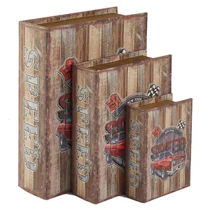 Çin fabrika toptan ahşap sahte kitap şekilli stil saklama kutusu dekor için