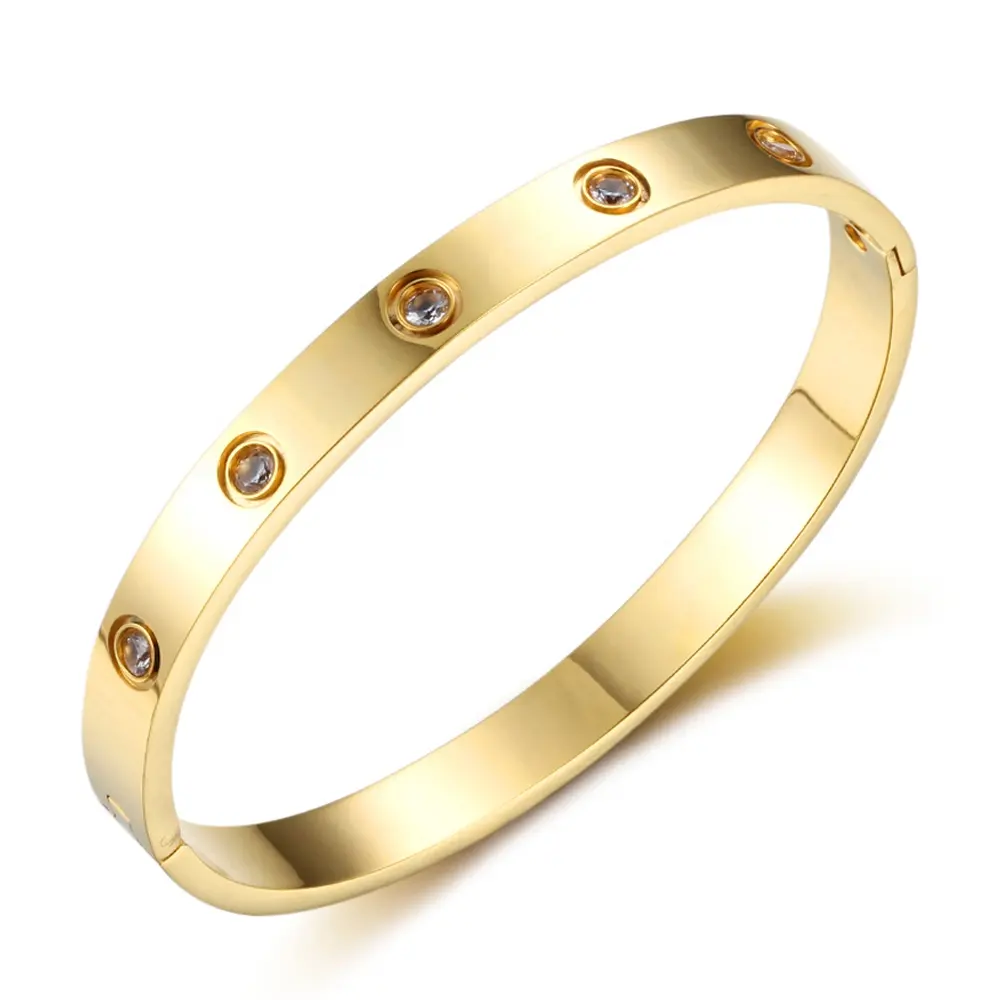 Bracelet en diamant de tennis pour hommes et femmes, perles en acier inoxydable, diamant blanc, argent, arc-en-ciel, or
