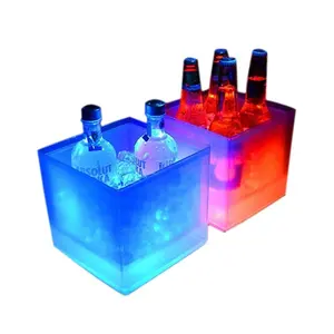 Toptan buz kovası cafe-Işıklı renk değiştirme plastik Led bira buz kovası
