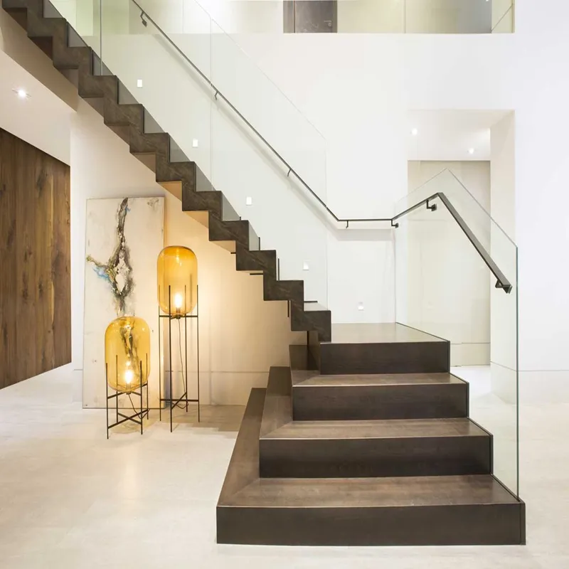 Fechado zig-zag interior moderno escadas residenciais de riser