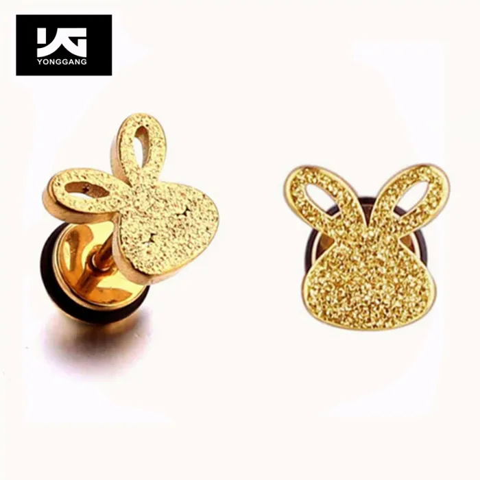 Fashion Jewelry Kids Cute Stud Earring Cool Rabbit Ear Piercing Jewelry for Children's Earrings