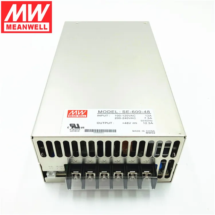 Fuente de alimentación conmutada de alta potencia, proveedor de China, smps 600W 48V 12.5A Mean well SE-600-48
