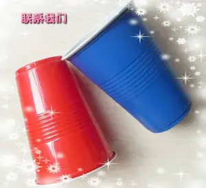 Hot Sale PP PS 16oz drinking double color party celebrate cup red and white cup disposable cup