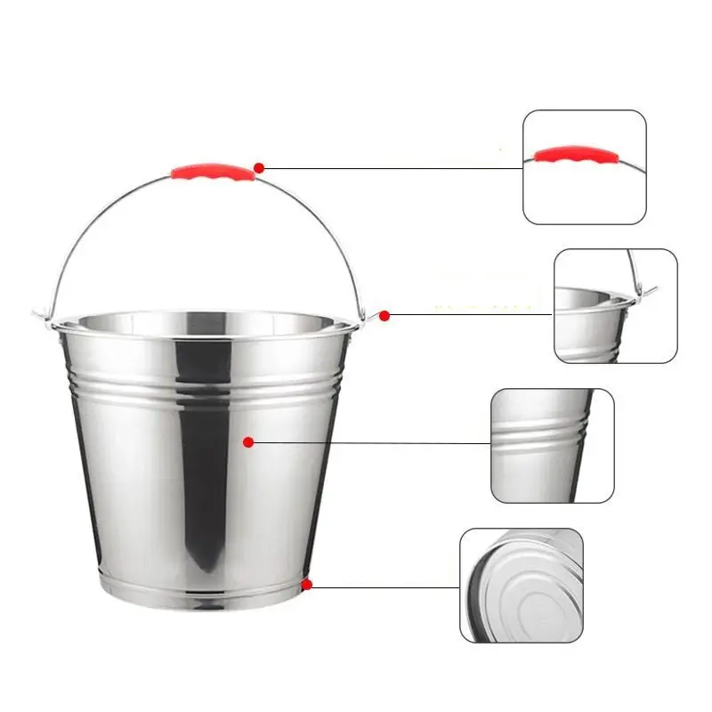 ステンレス製バケツ10l金属製バケツミルクティーバケツハンドル付き