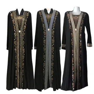 2023 עיד שחור חרוזים בגדים אסלאמיים העבאיה נשים שמלה מוסלמית העבאיה דובאי