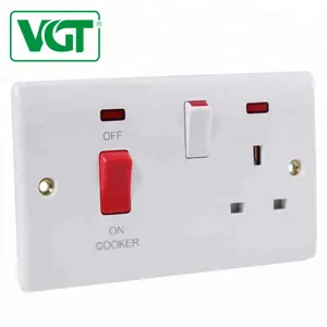 Good Quality Bakelite 45A Amp Cooker Wall Switches Socket With Neon