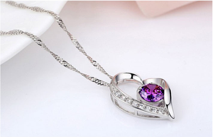 Ciondolo a Forma di Cuore in Lega e Cristallo, Pendente Cuore con Zirconi per <span class=keywords><strong>Donna</strong></span>, <span class=keywords><strong>Regalo</strong></span> di Nozze e Compleanno, Collana in Argento - Product Image 5